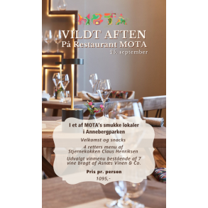 Billet 25. september - VILDT aften p Restaurant MOTA