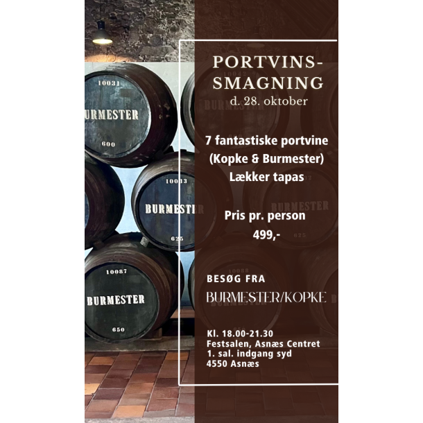Billet 28. oktober - Portvinssmagning &amp; Tapas